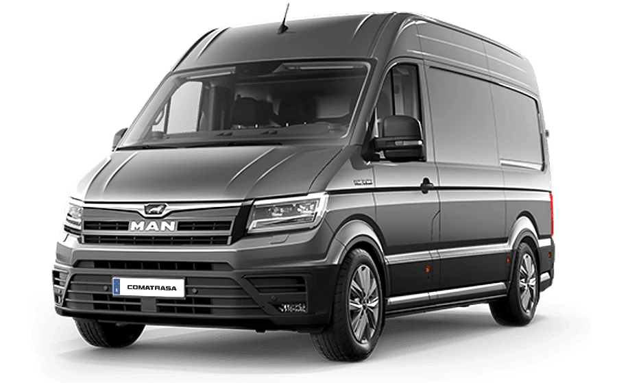 Furgoneta MAN TGE gris de techo alto, ideal para camperizar y viajes overland
