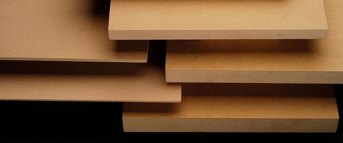 Varias planchas de MDF para proyectos de camperización, mostrando su versatilidad para muebles y almacenaje overland