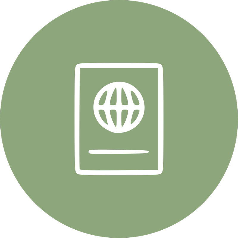 Icono lineal de pasaporte, documentación esencial para tus viajes internacionales overland