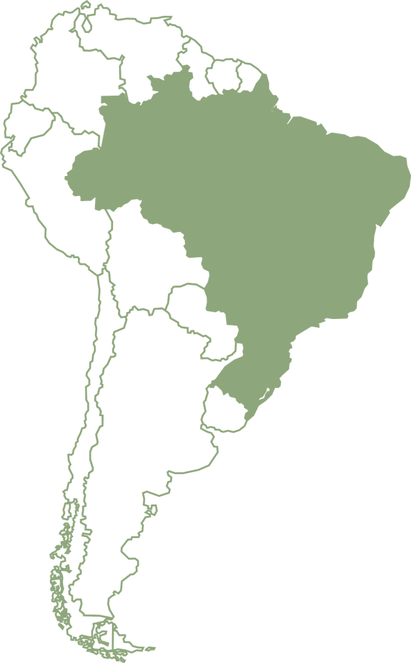 Mapa de Sudamérica con Brasil resaltado