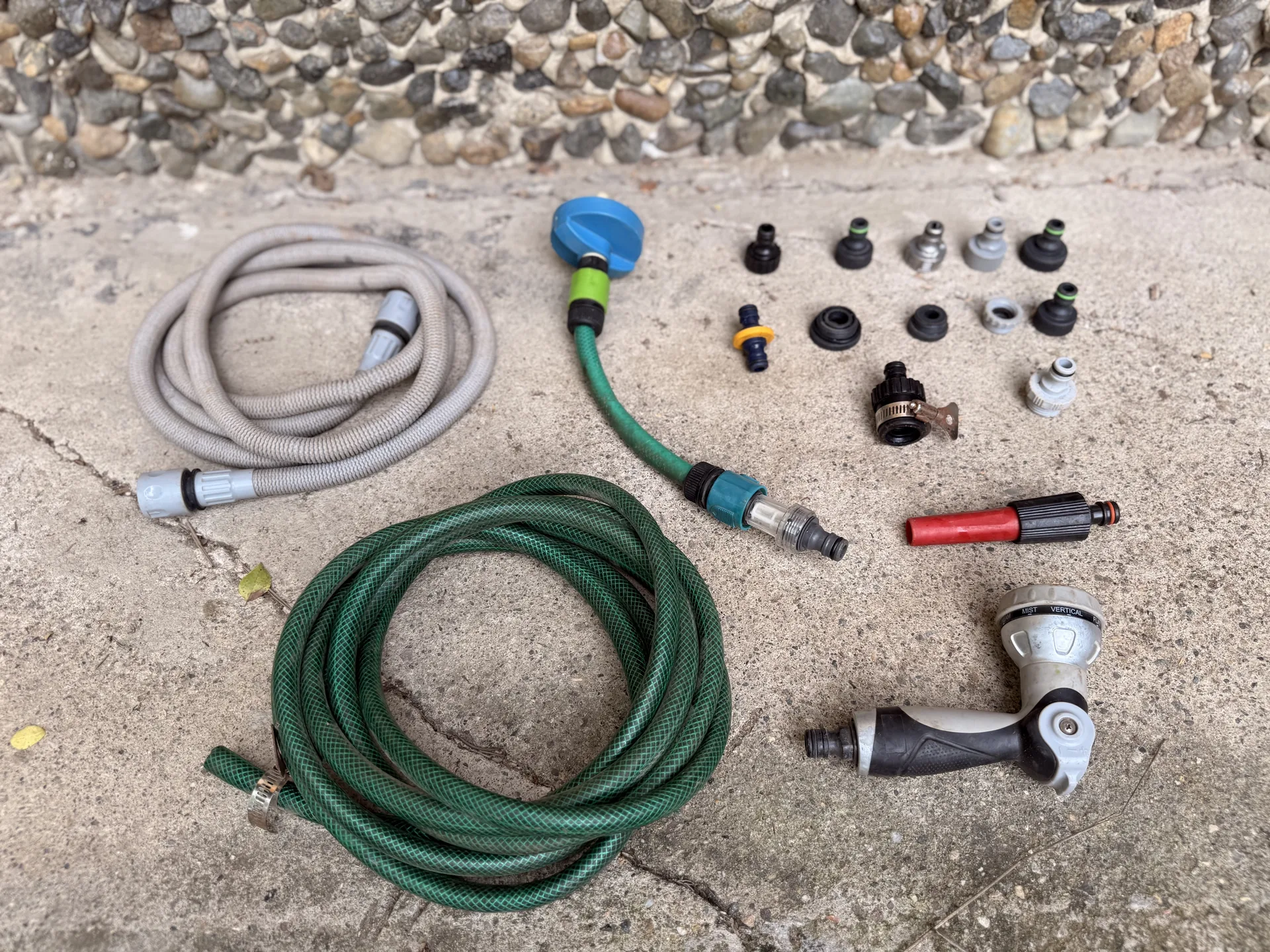 Kit de llenado de agua: manguera, prefiltro, adaptadores...