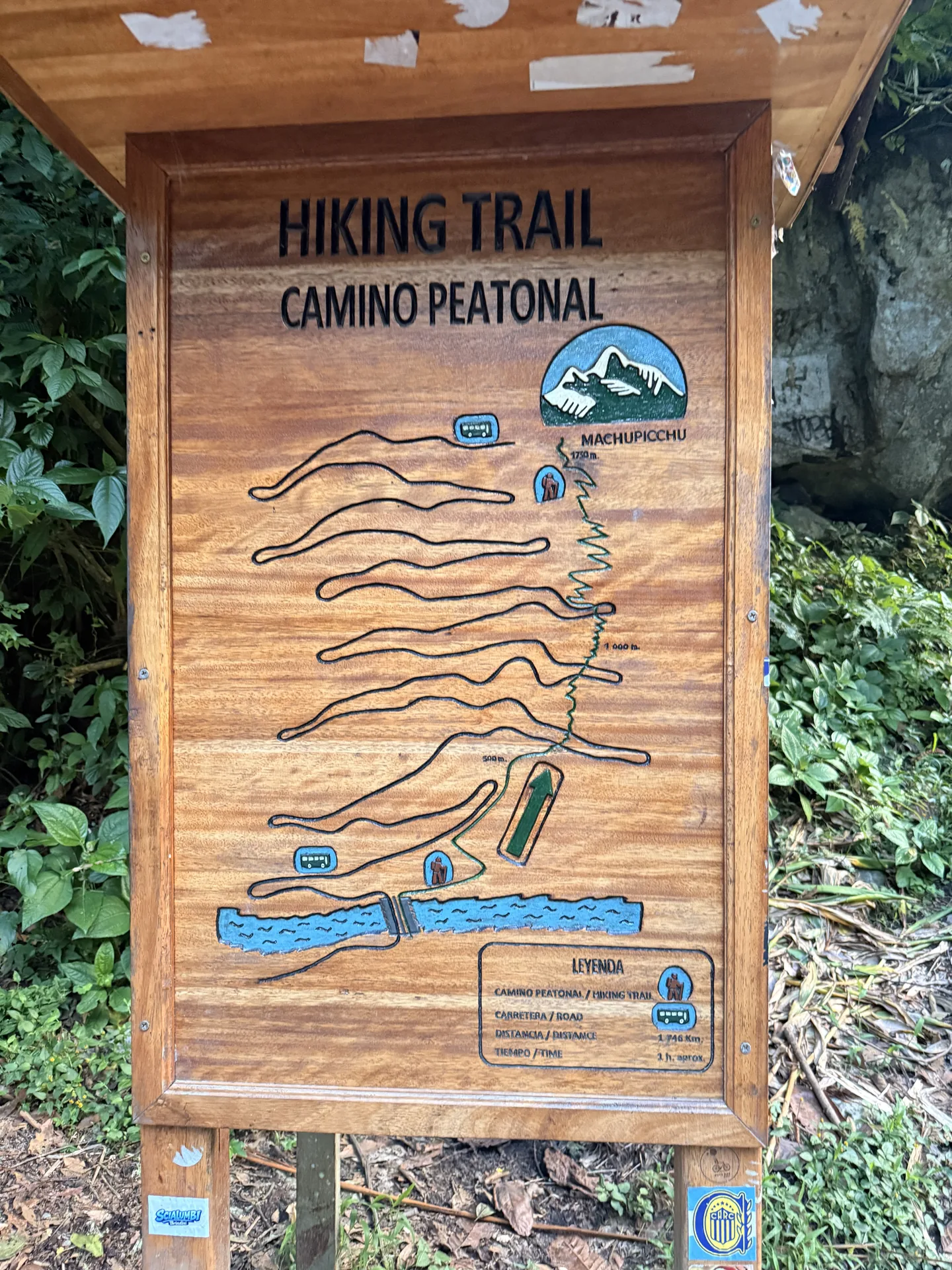 cartel del tramo para subir andando a Machu Picchu